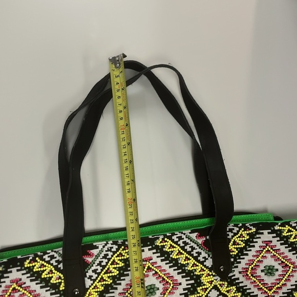 Big Buddha Multicolor Patterned beaded Tote zipper Bag preowned - Picture 13 of 14